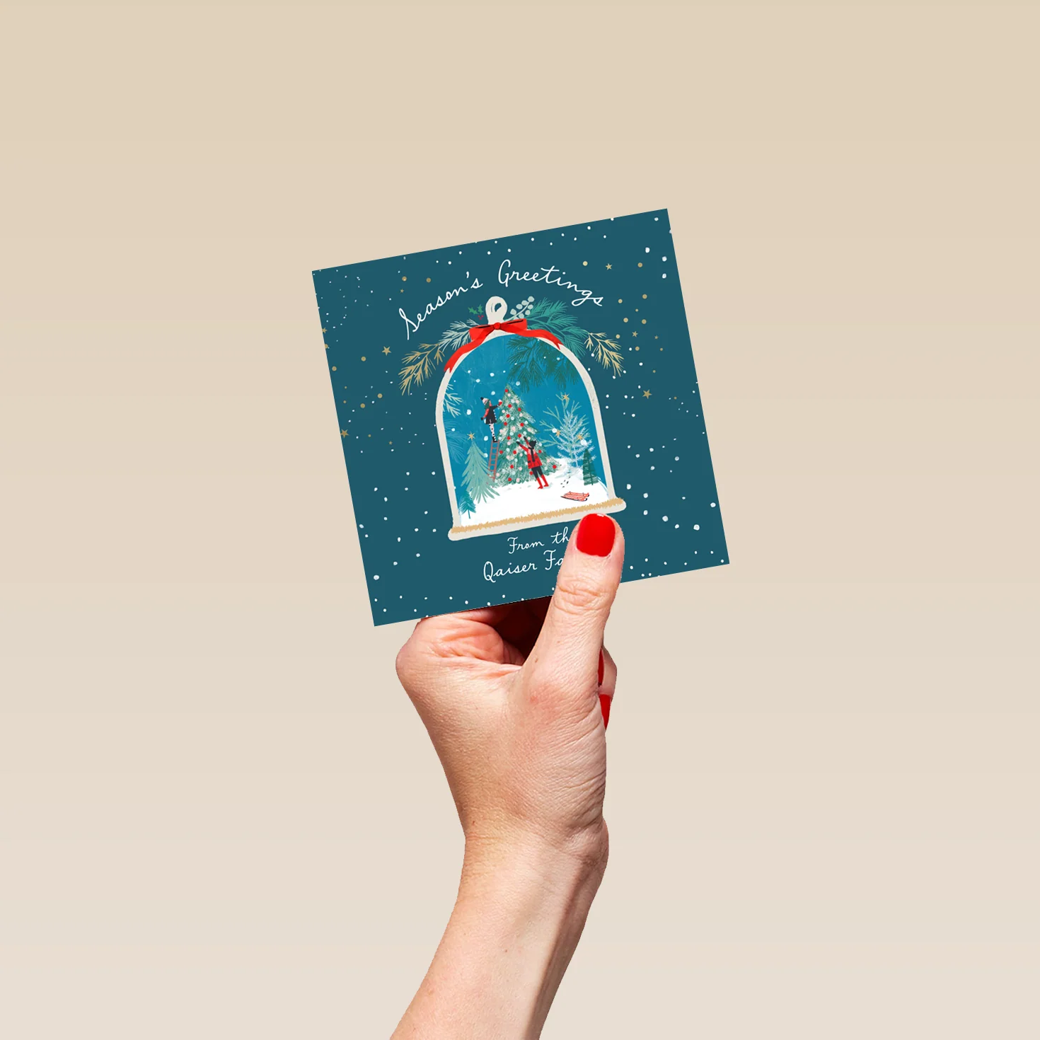 Personalised Editable Christmas Card Snowglobe Scene from Family - Image 4
