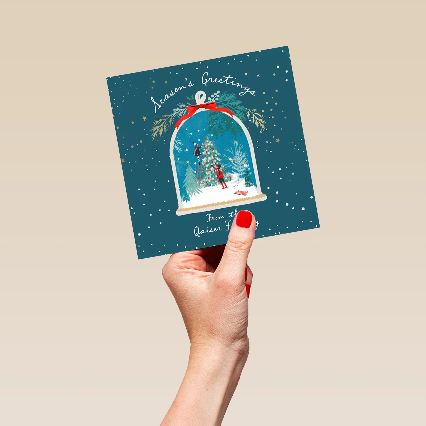 Personalised Editable Christmas Card Snowglobe Scene from Family - Image 5