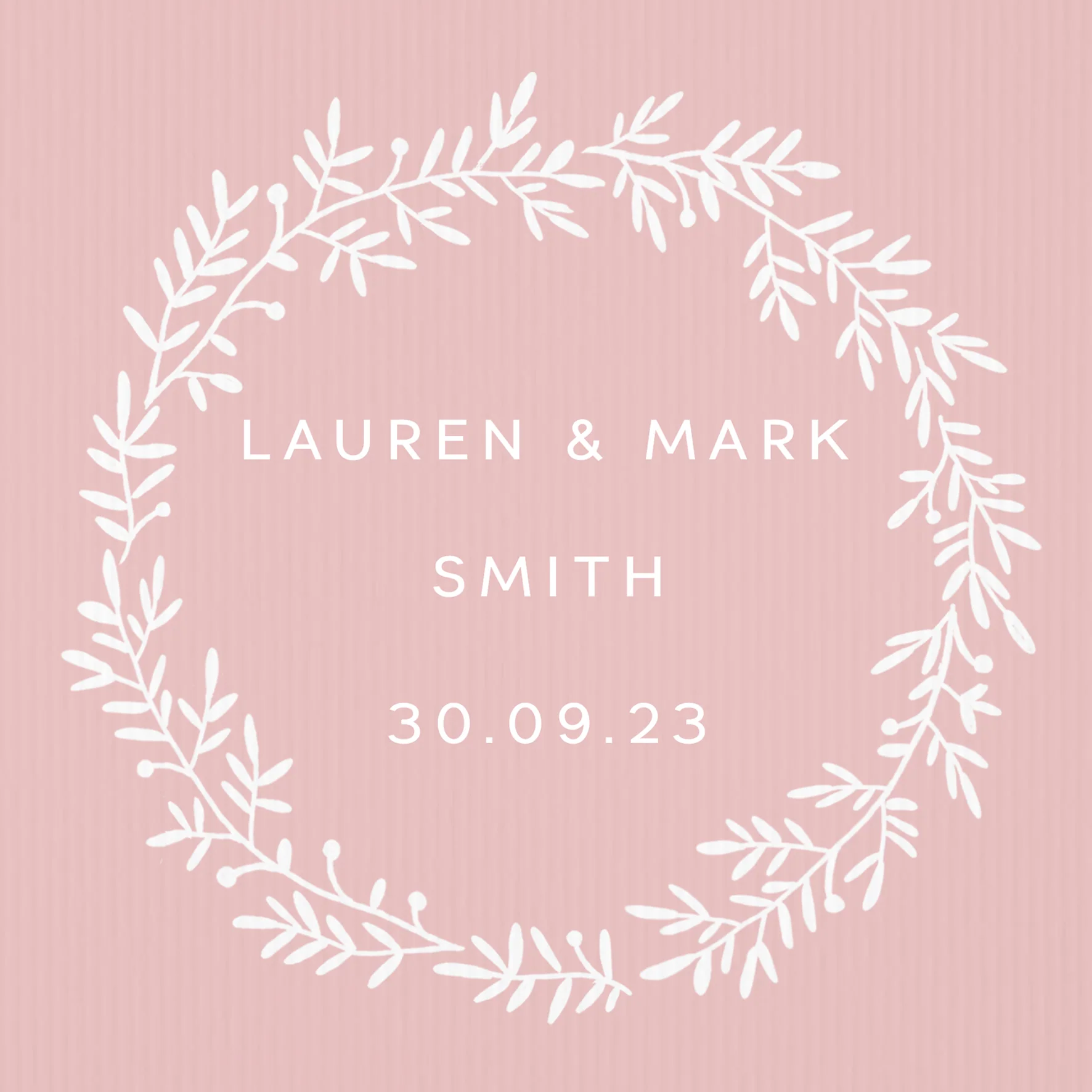 Personalised & Editable Circle Floral Wreath Wedding Card