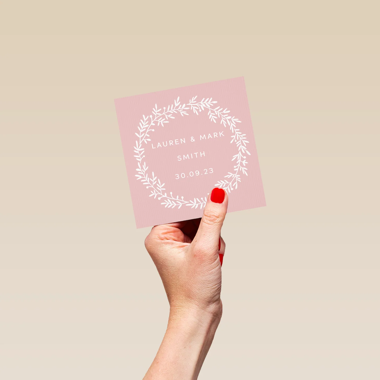 Personalised & Editable Circle Floral Wreath Wedding Card - Image 4