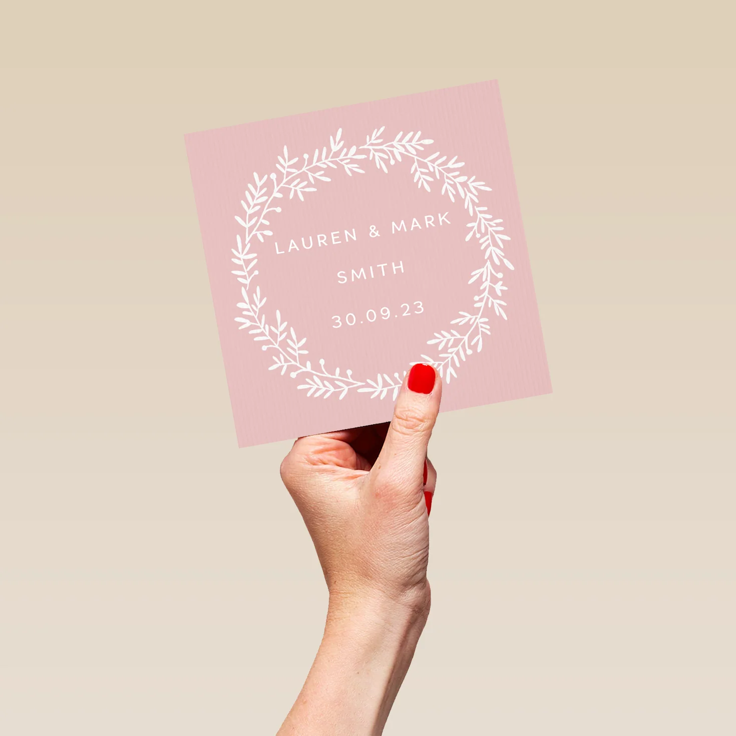 Personalised & Editable Circle Floral Wreath Wedding Card - Image 5