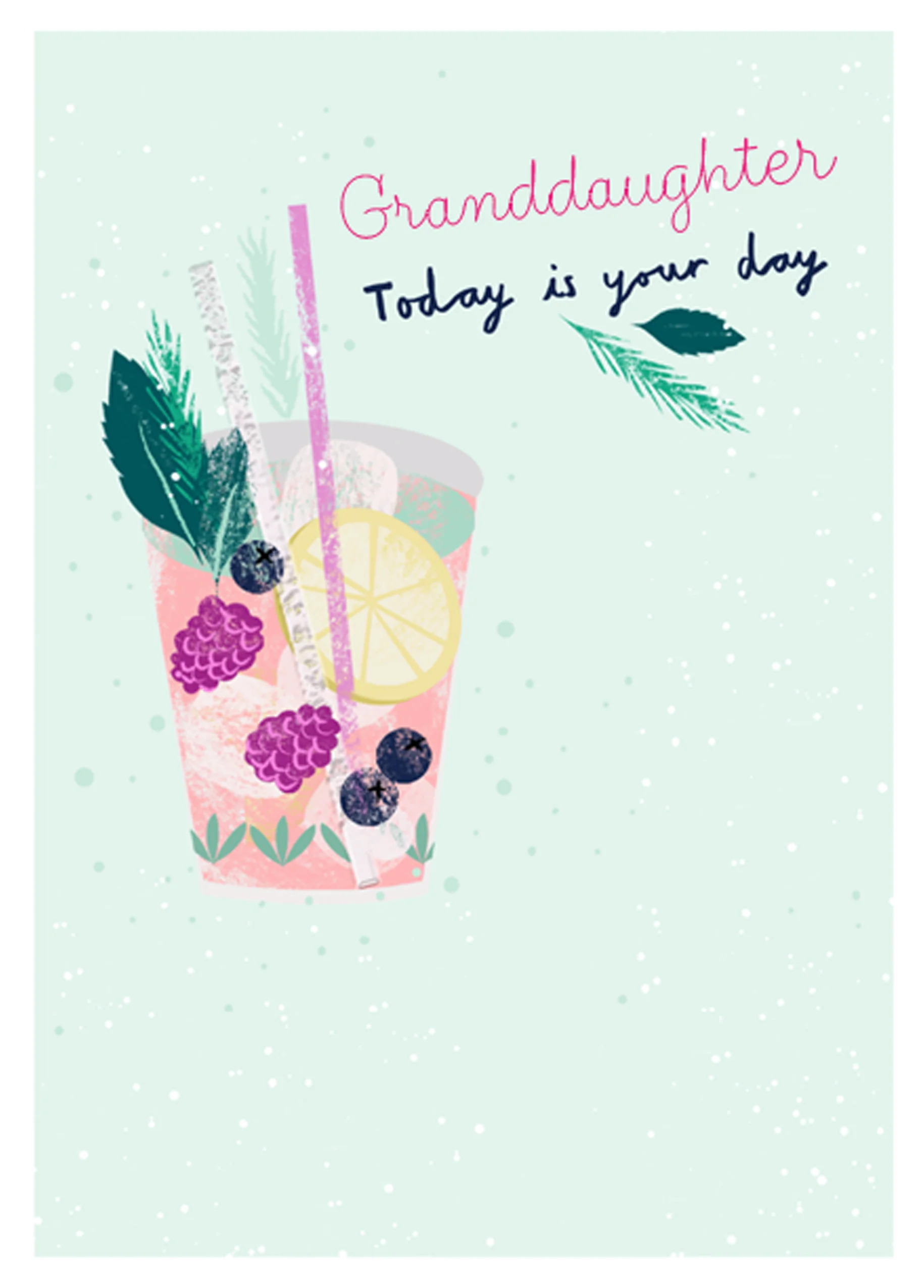 Personalised Editable Cocktail Design Birthday Card For Granddaughter