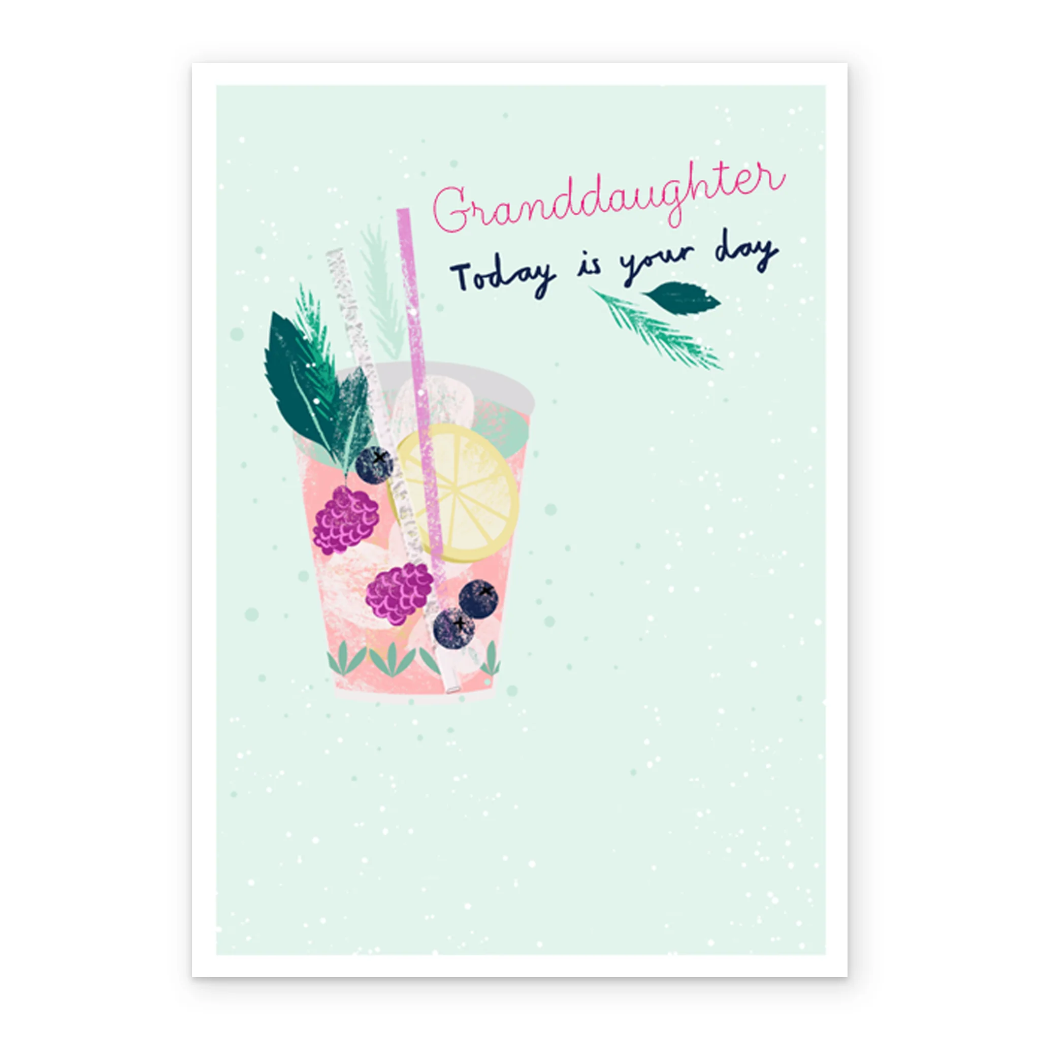 Personalised Editable Cocktail Design Birthday Card For Granddaughter - Image 2