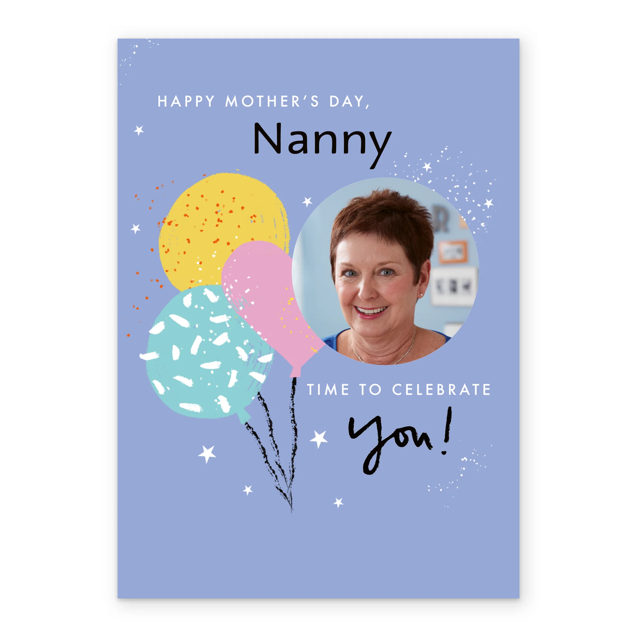 Personalised Editable Colourful Balloons Mother's Day Photo Upload Card For Nanny - Image 2