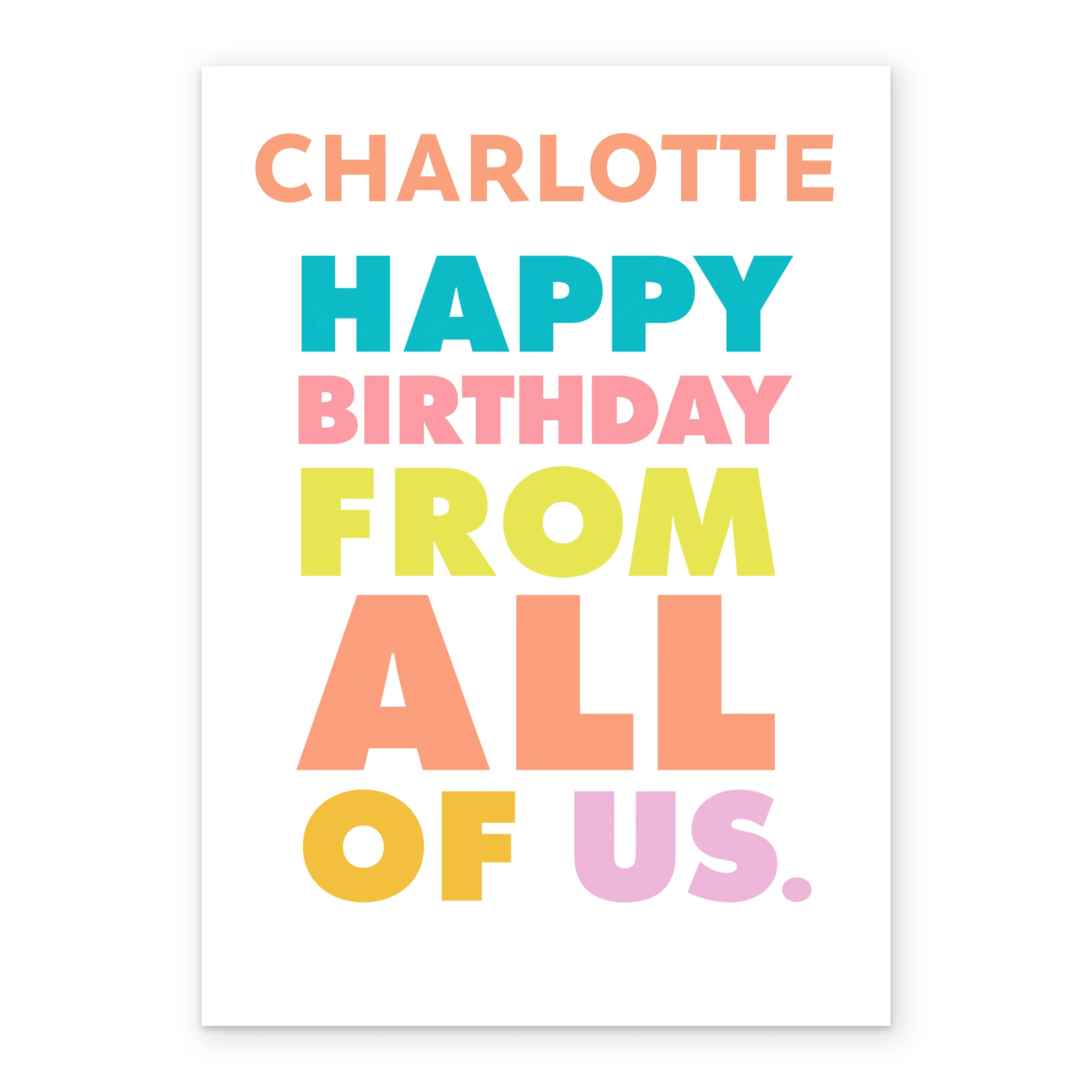 Personalised Editable Colourful Birthday Card From All of Us - Image 2