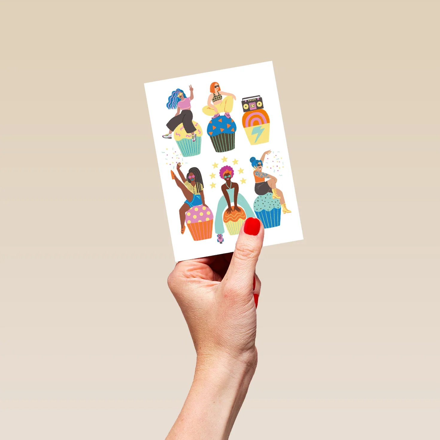 Personalised Editable Colourful Cupcakes Birthday Card - Image 4
