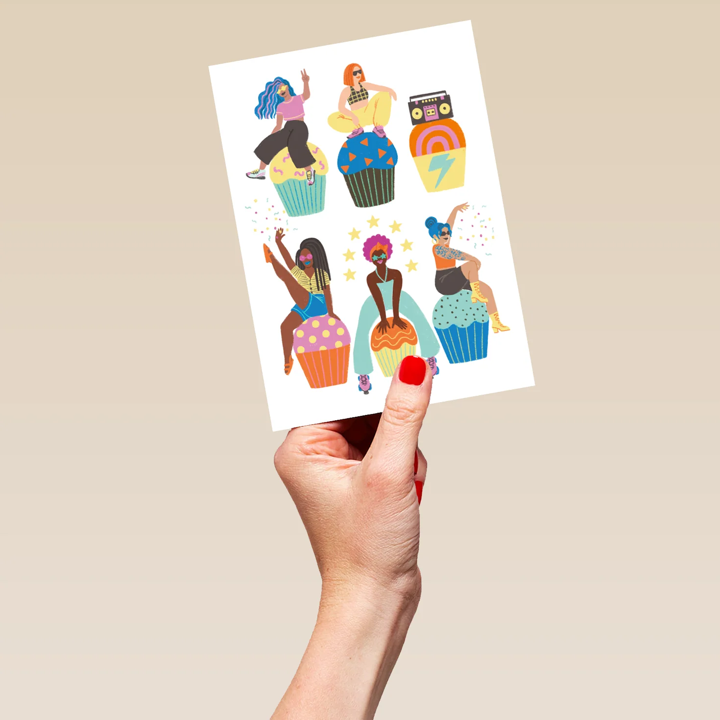 Personalised Editable Colourful Cupcakes Birthday Card - Image 5