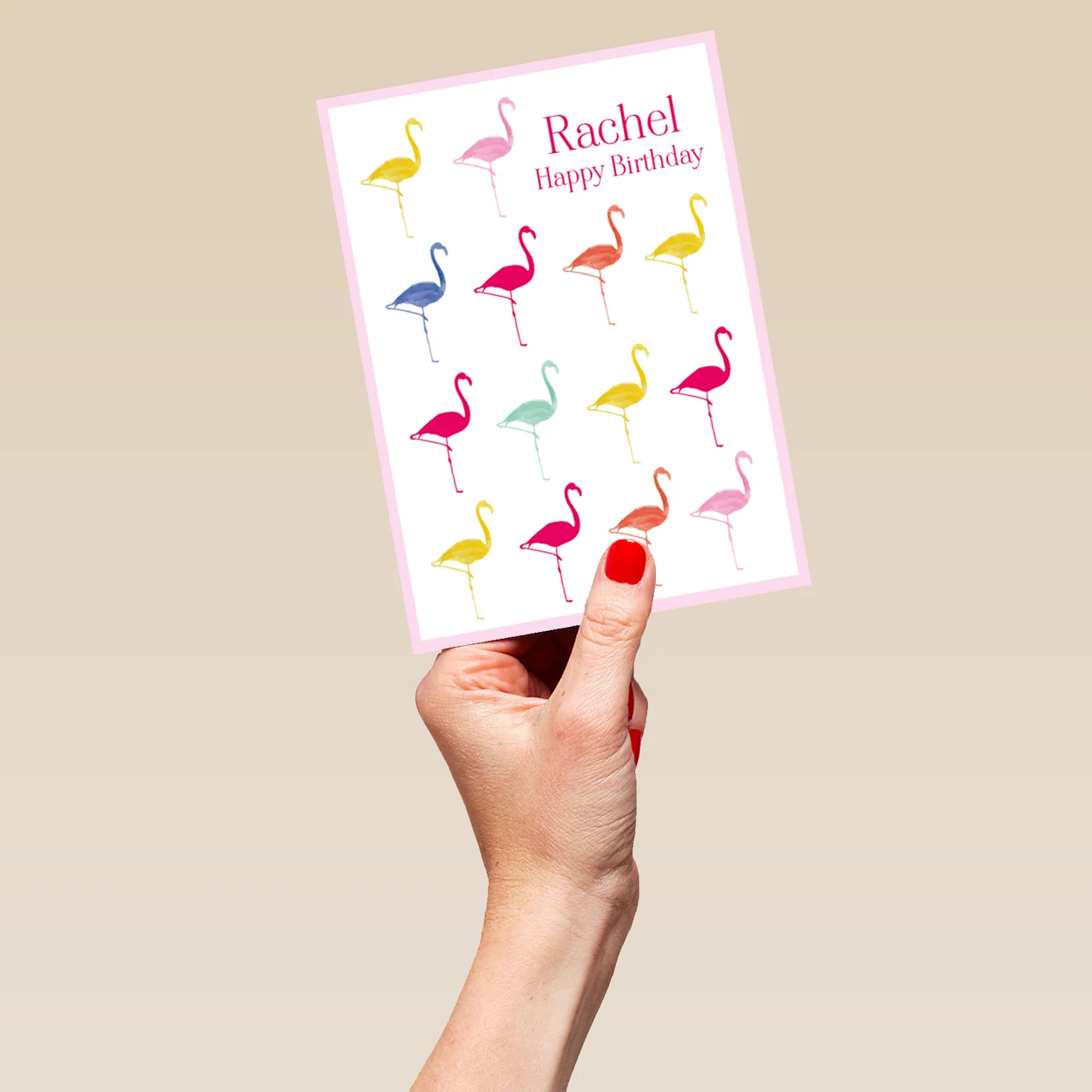 Personalised Editable Colourful Flamingos Birthday Card - Image 5