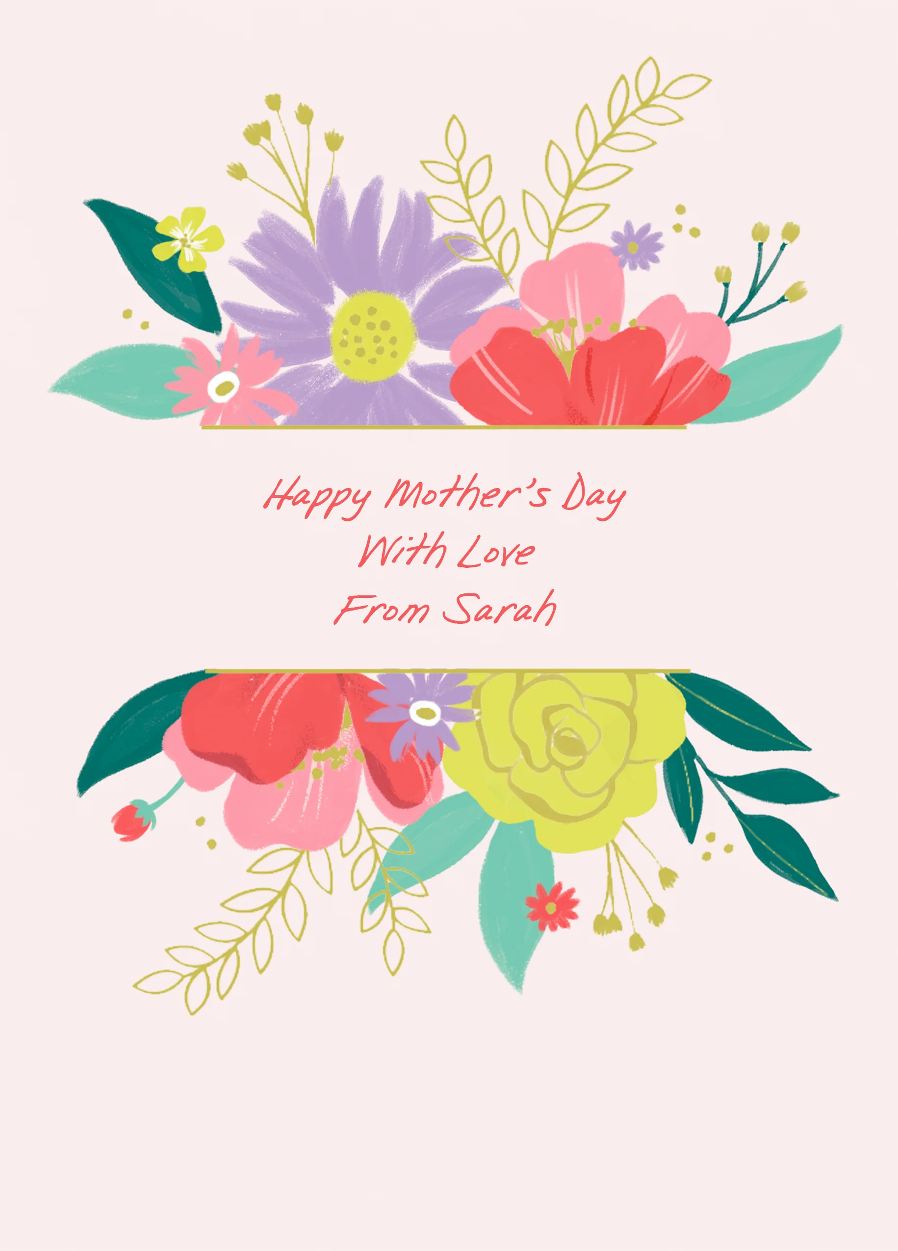 Personalised Editable Colourful Florals Mother's Day Card