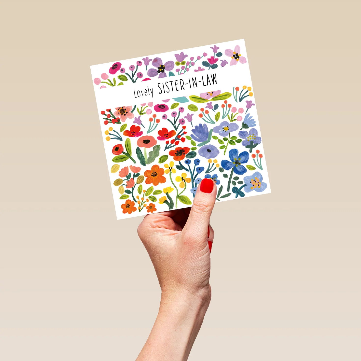 Personalised & Editable Colourful Florals Sister in Law Greeting Card - Image 5