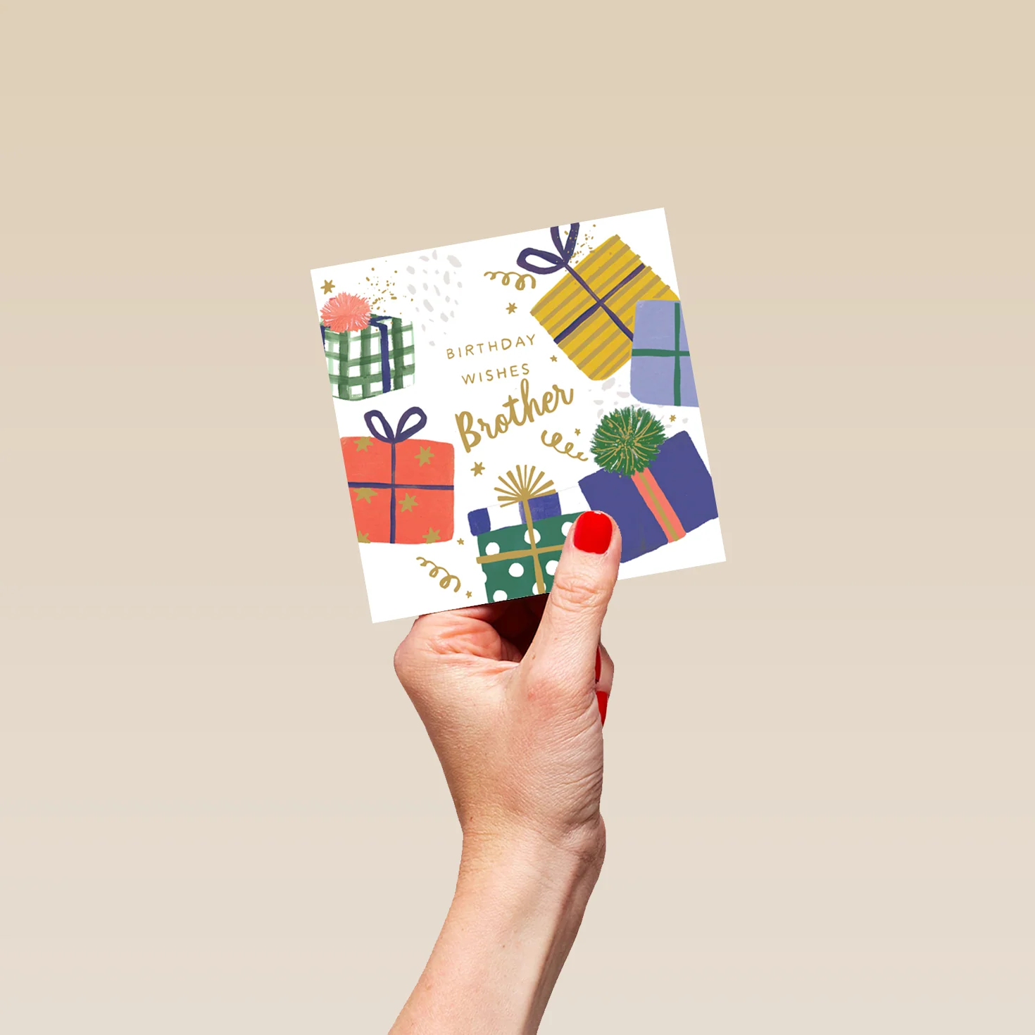 Personalised Editable Colourful Gifts Birthday Card for Brother - Image 4