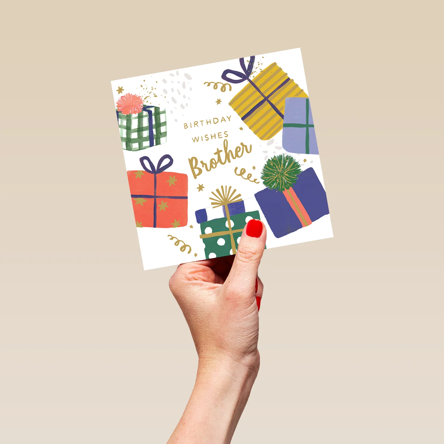 Personalised Editable Colourful Gifts Birthday Card for Brother - Image 5