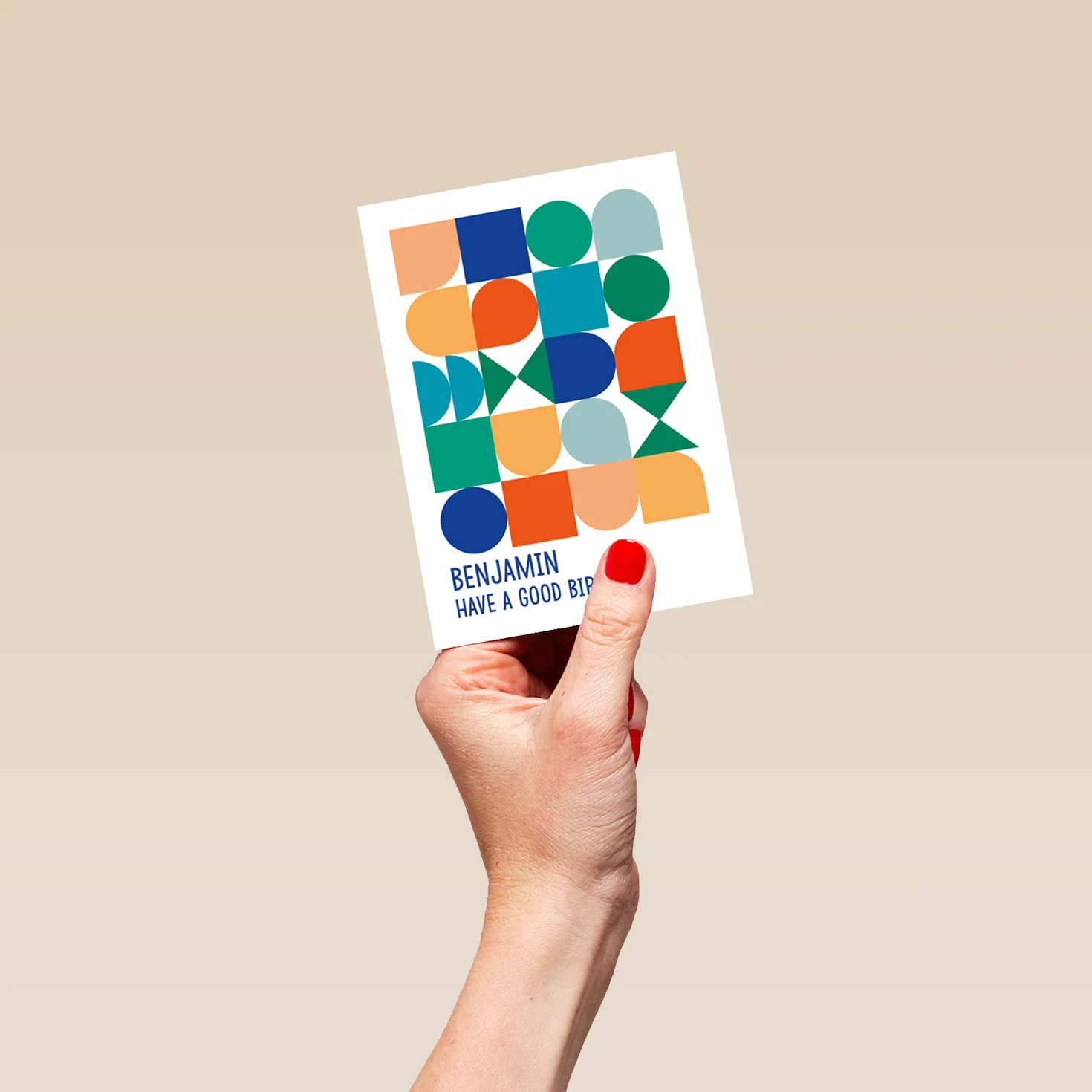 Personalised Editable Colourful Shapes Birthday Card - Image 4
