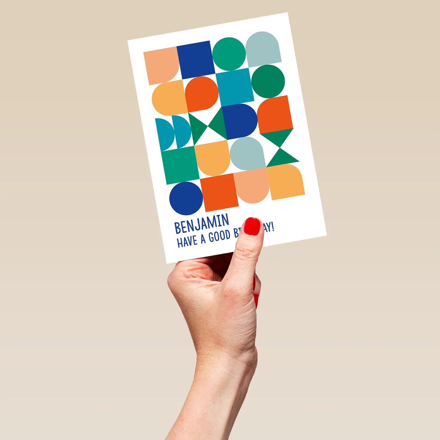 Personalised Editable Colourful Shapes Birthday Card - Image 5