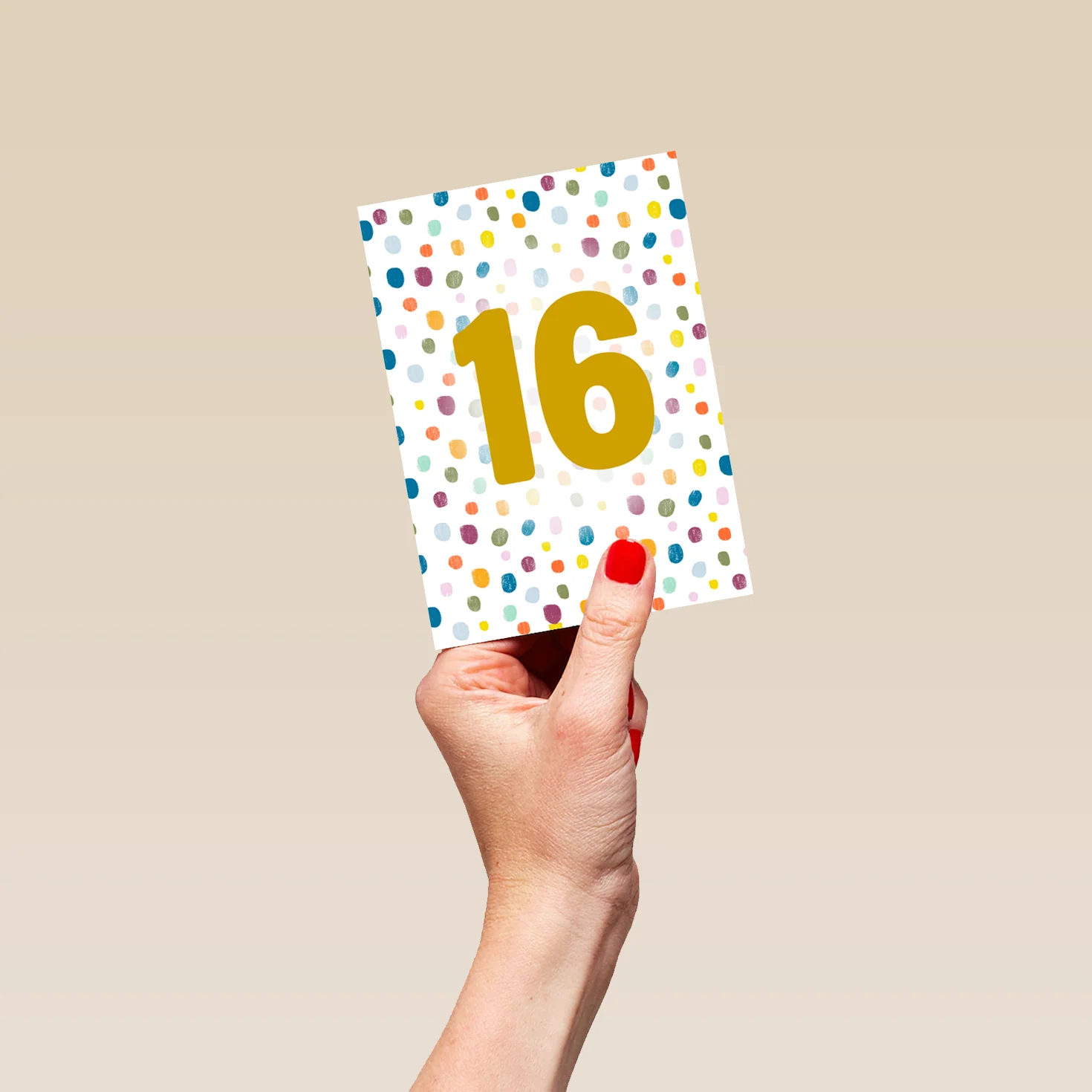 Personalised & Editable Colourful Spots 16th Birthday Card - Image 4