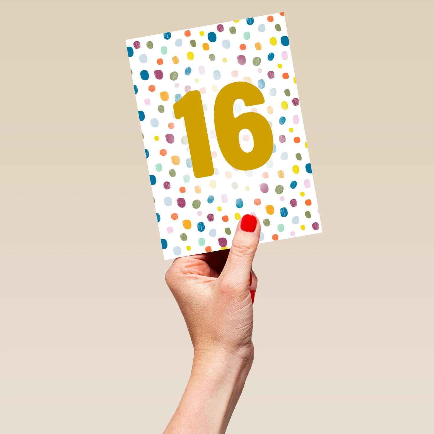 Personalised & Editable Colourful Spots 16th Birthday Card - Image 5
