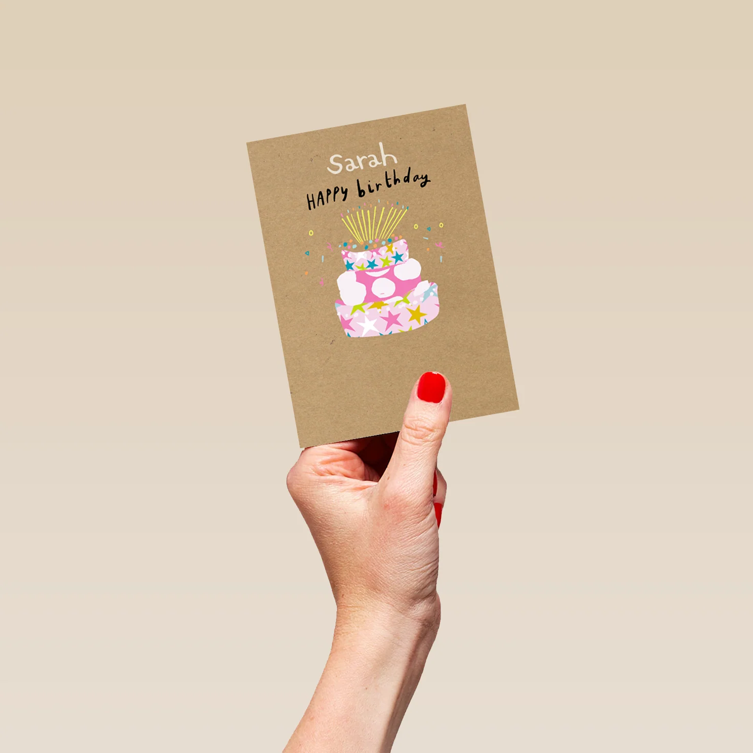Personalised Editable Contemporary Illustrated Cake & Candles Birthday Card - Image 4