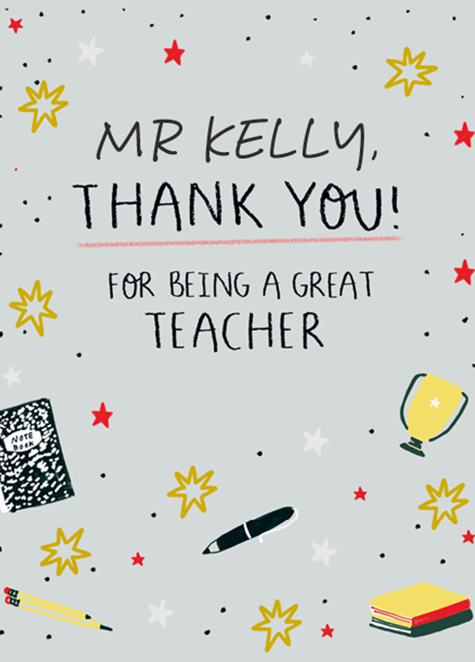 Personalised Editable Contemporary Thank You Teacher Card