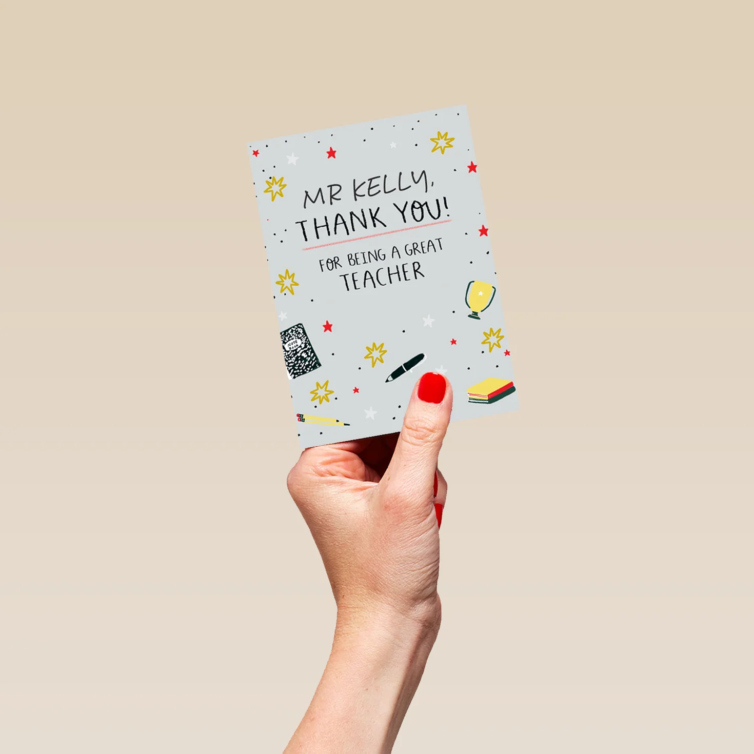 Personalised Editable Contemporary Thank You Teacher Card - Image 4