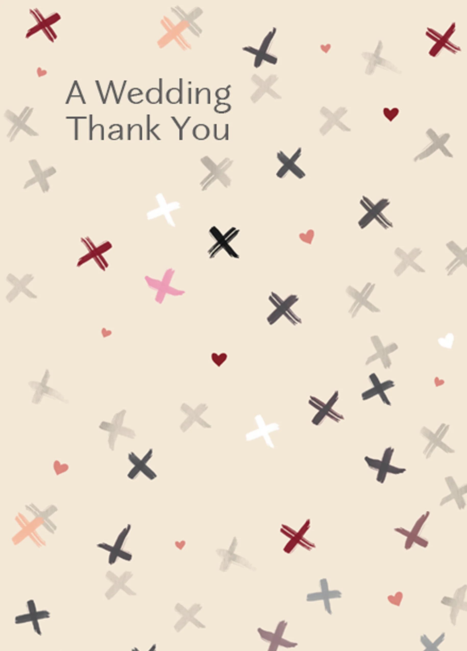 Personalised Editable Contemporary Wedding Thank You Kisses Card