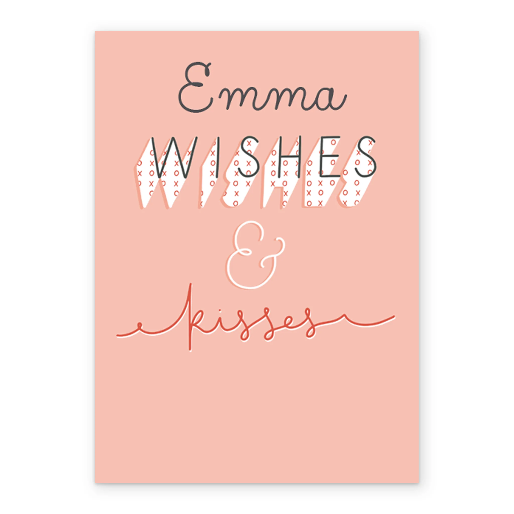 Personalised Editable Contemporary Wishes & Kisses Birthday Card - Image 2