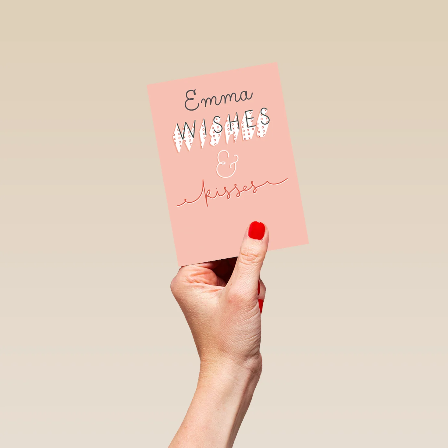 Personalised Editable Contemporary Wishes & Kisses Birthday Card - Image 4