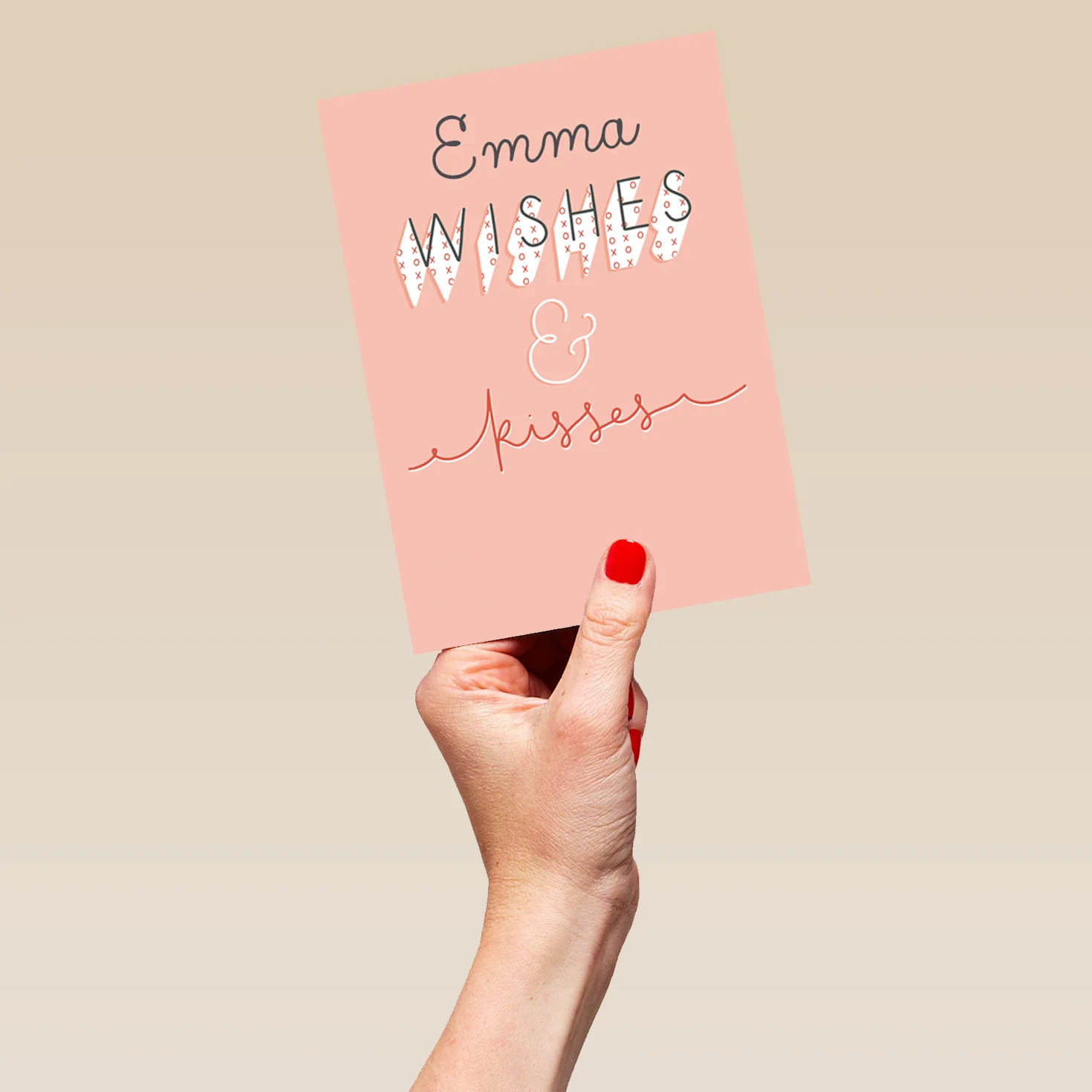 Personalised Editable Contemporary Wishes & Kisses Birthday Card - Image 5