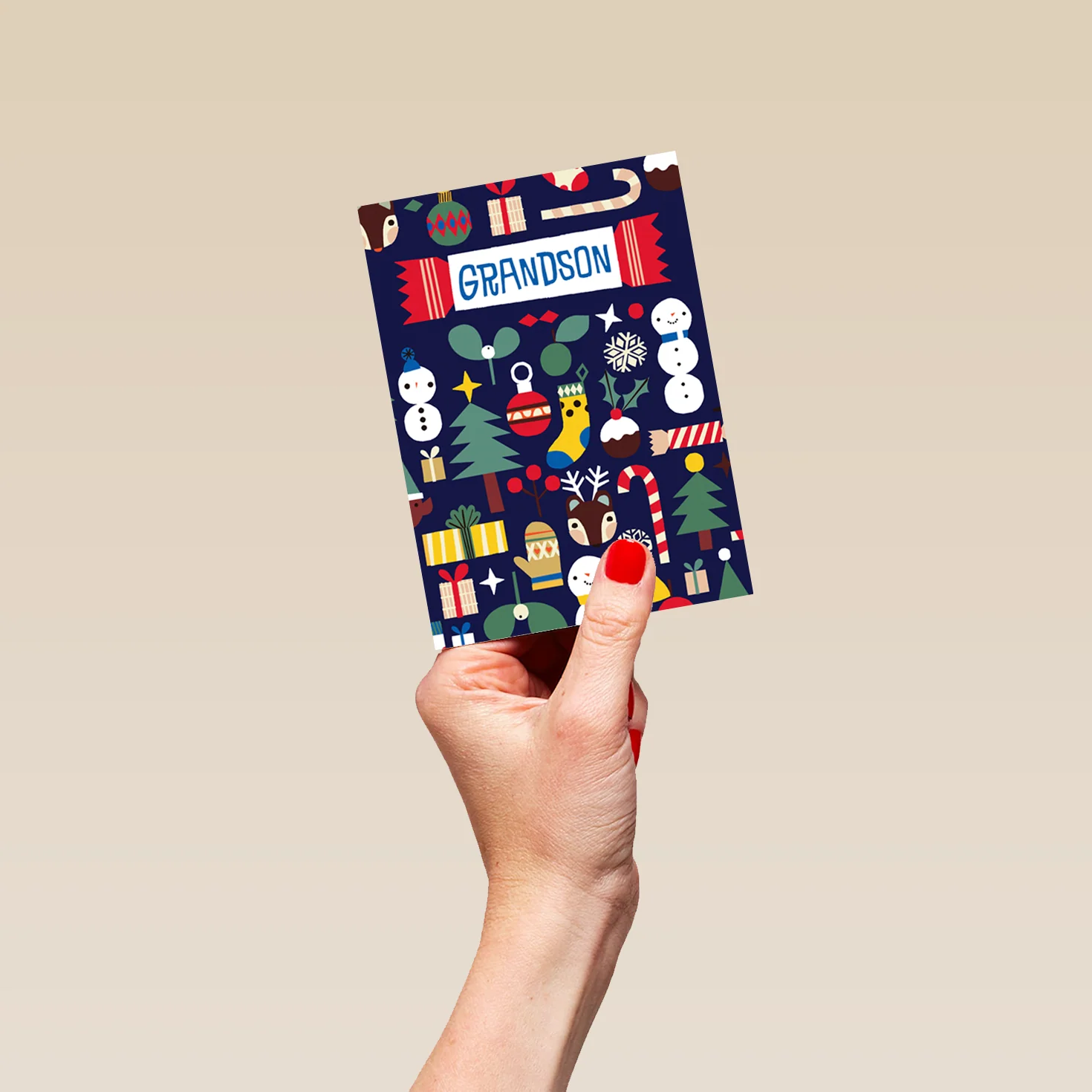 Personalised & Editable Cracker & Treats Christmas Card for Grandson - Image 4