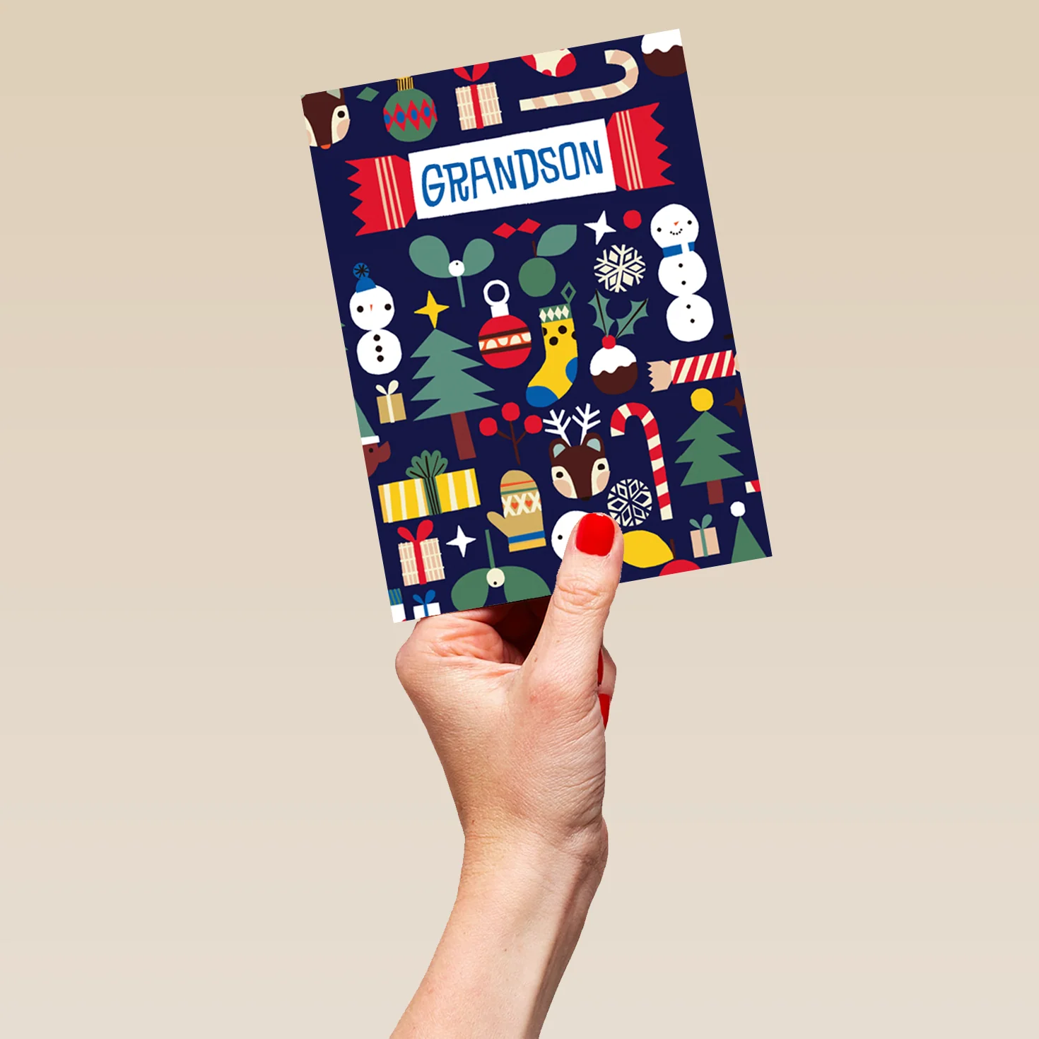 Personalised & Editable Cracker & Treats Christmas Card for Grandson - Image 5