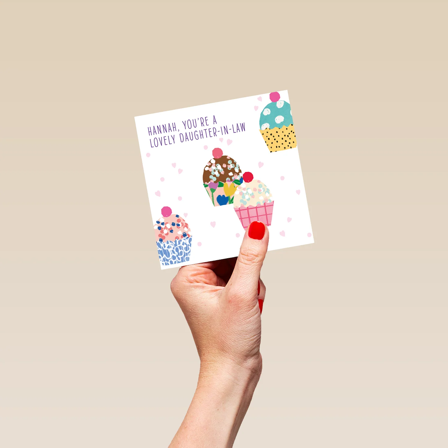Personalised & Editable Cupcakes Daughter in Law Greeting Card - Image 4