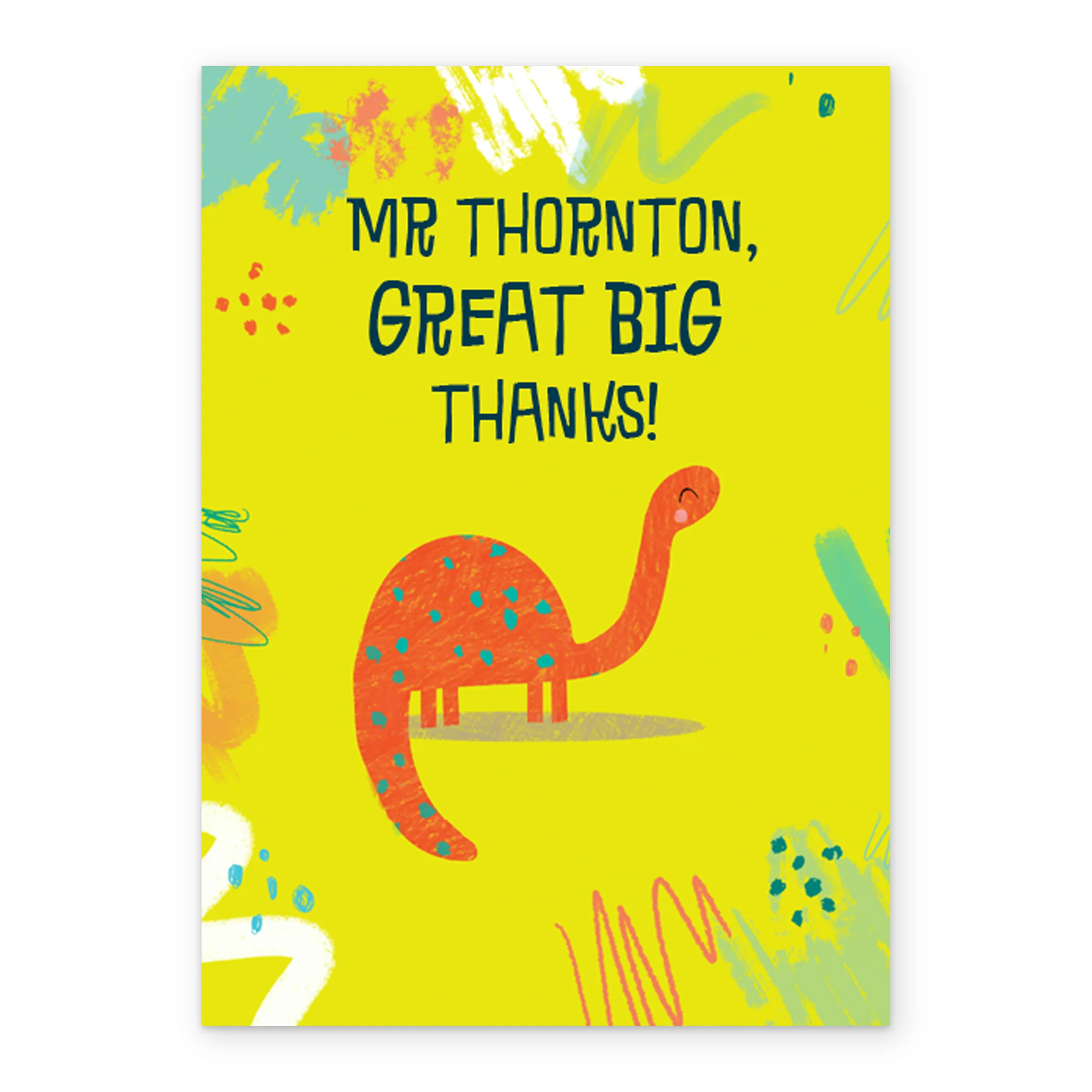 Personalised Editable Cute Dinosaur Thank You Teacher Card - Image 2