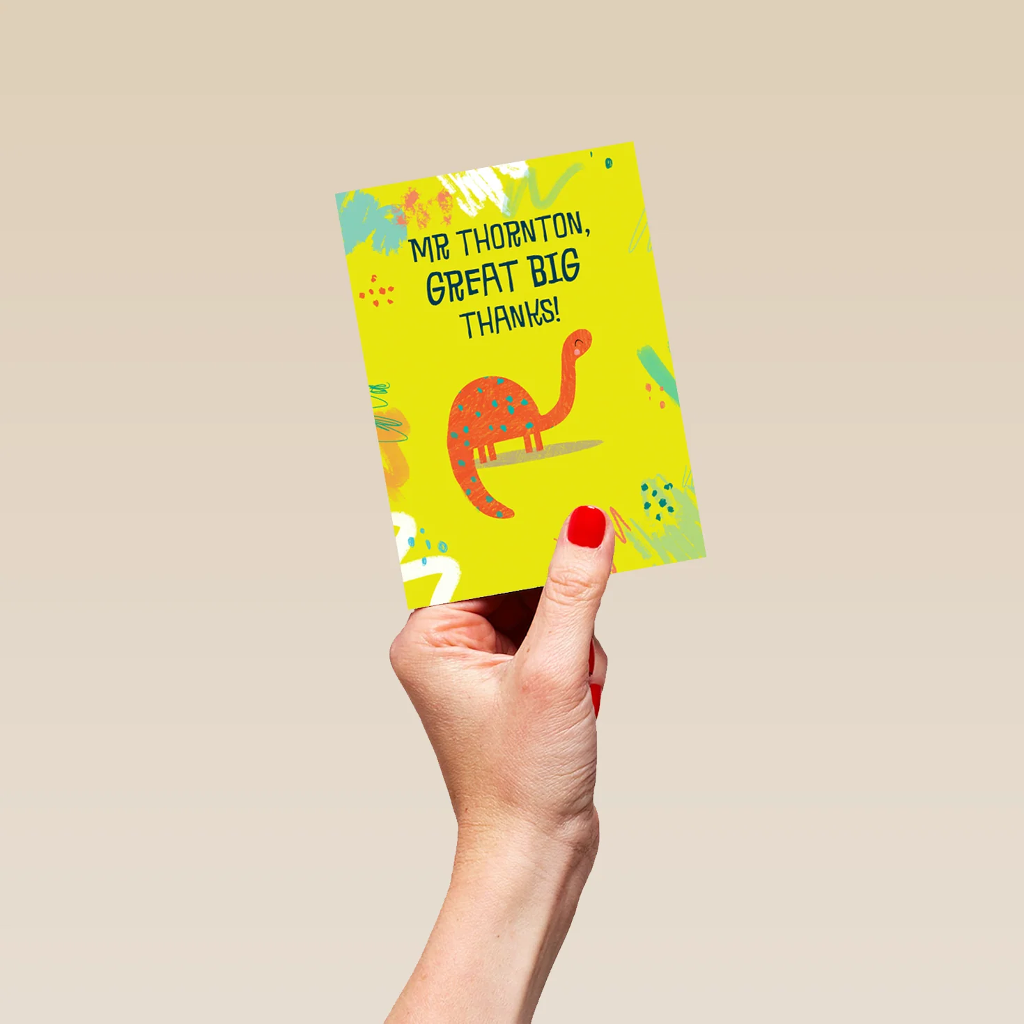 Personalised Editable Cute Dinosaur Thank You Teacher Card - Image 4