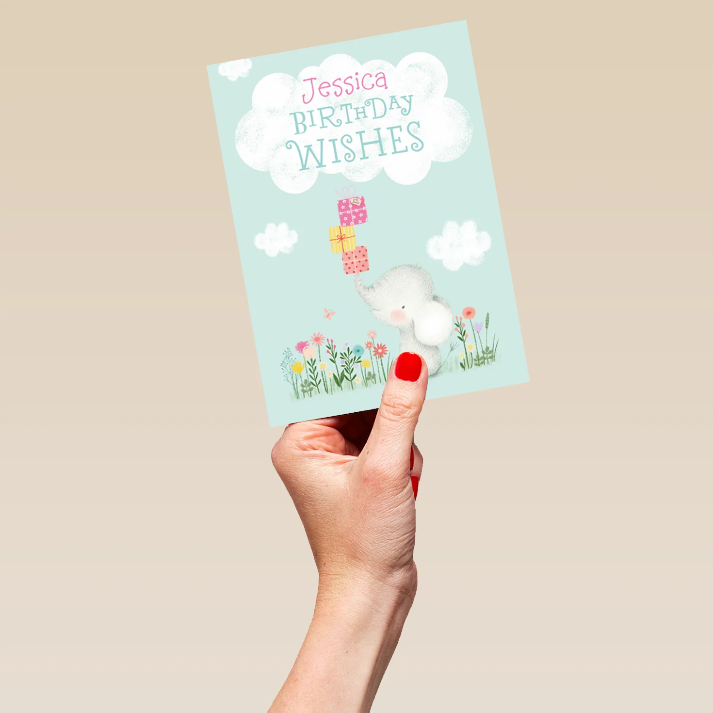 Personalised Editable Cute Elephant Birthday Card - Image 5