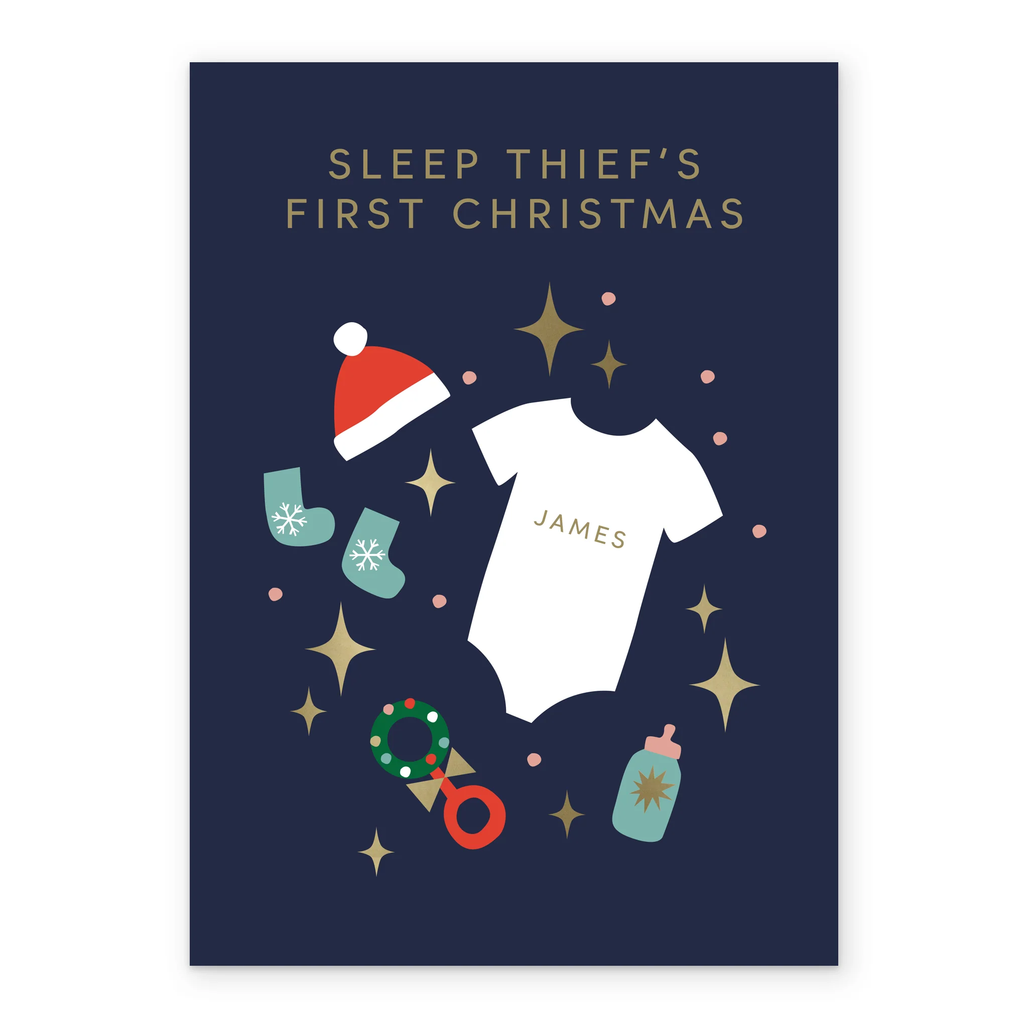 Personalised Editable Cute Illustration Baby's 1st Christmas Card - Image 2