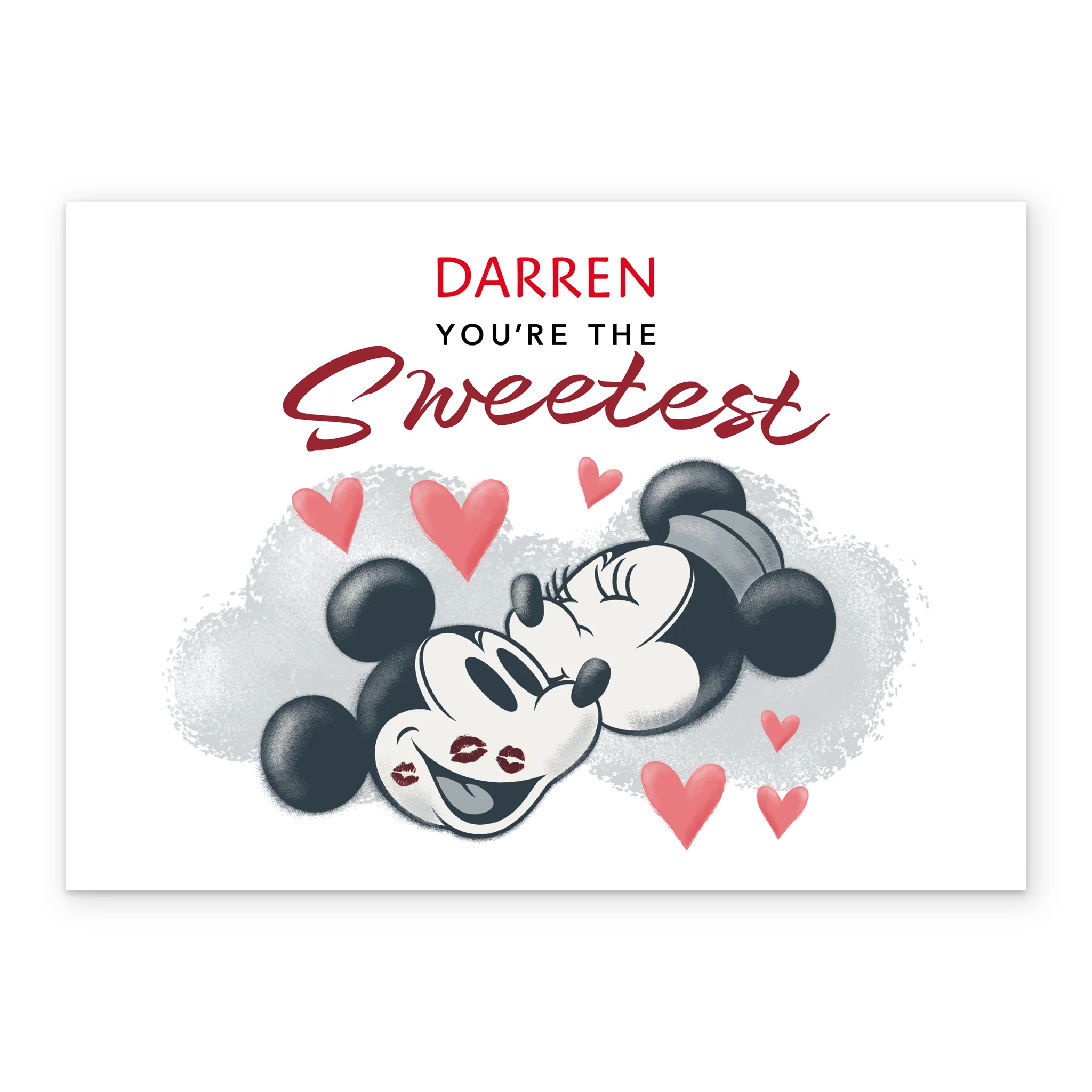 Personalised Editable Disney Mickey & Minnie Mouse Kisses Valentine's Day Card - Image 2