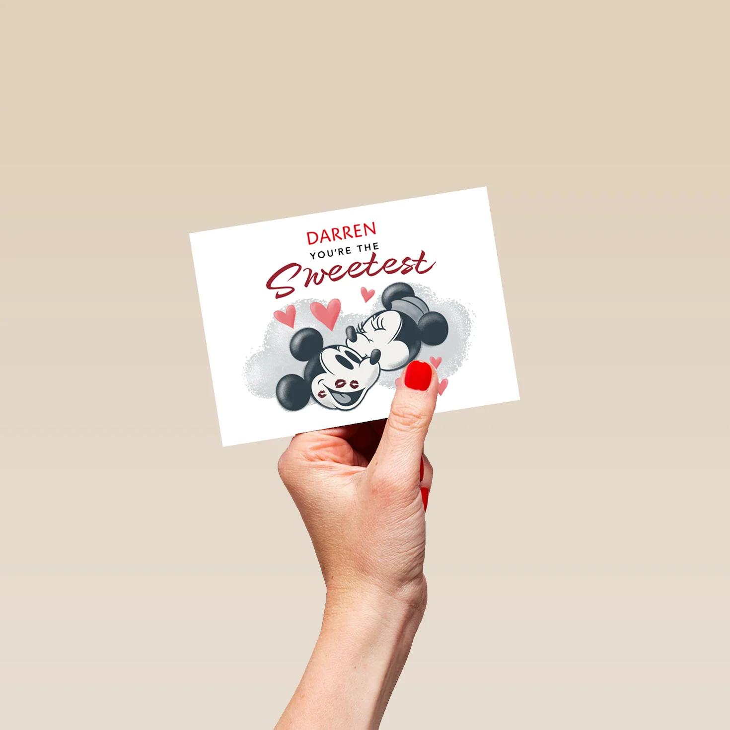 Personalised Editable Disney Mickey & Minnie Mouse Kisses Valentine's Day Card - Image 4