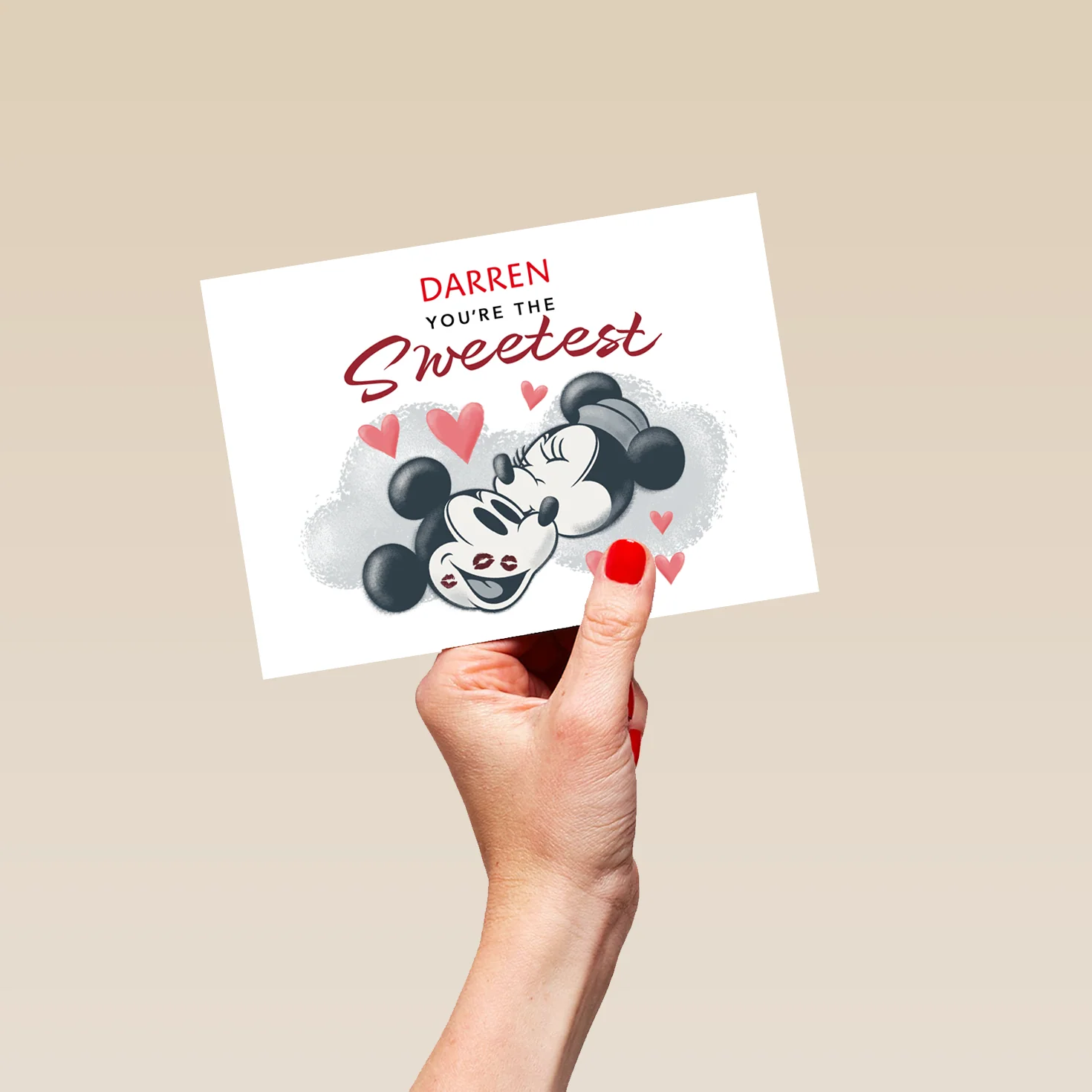Personalised Editable Disney Mickey & Minnie Mouse Kisses Valentine's Day Card - Image 5