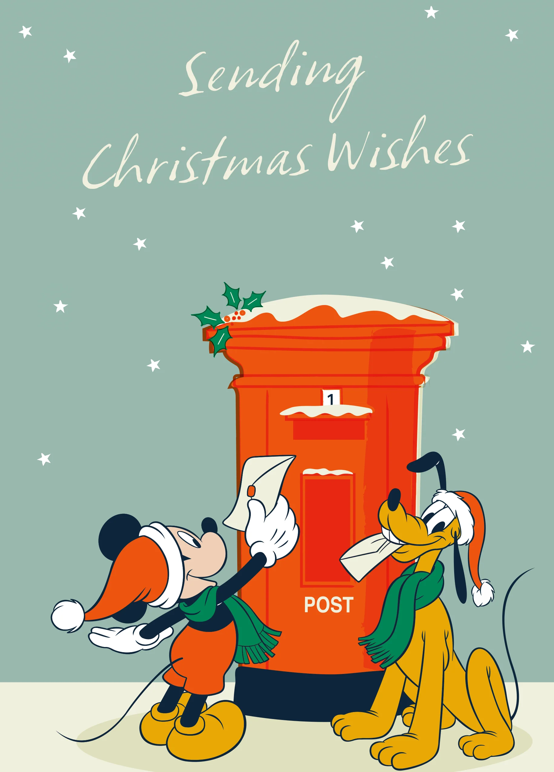 Personalised Editable Disney Mickey Mouse & Pluto Christmas Card