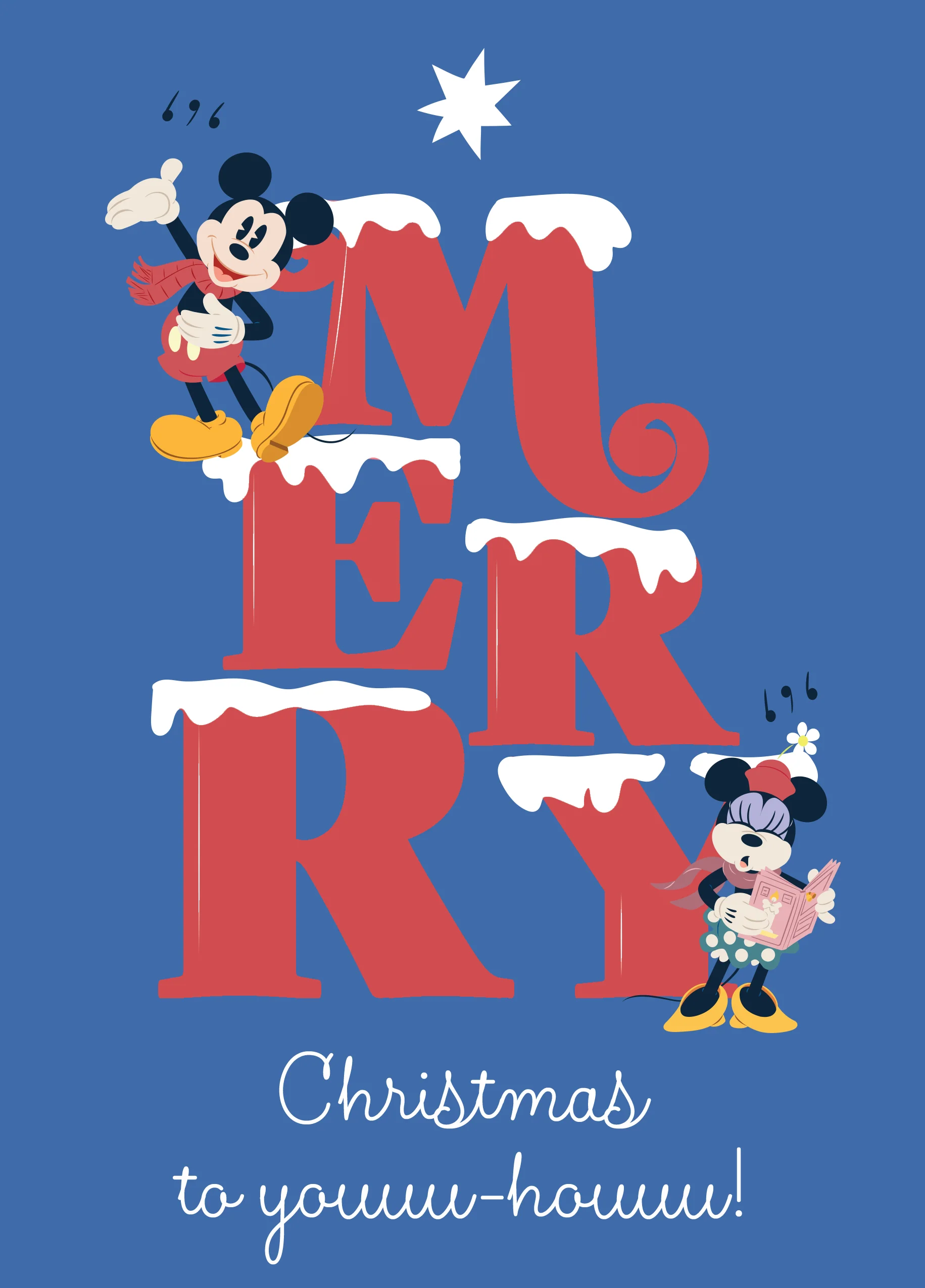 Personalised Editable Disney Minnie & Mickey Mouse Carols Christmas Card