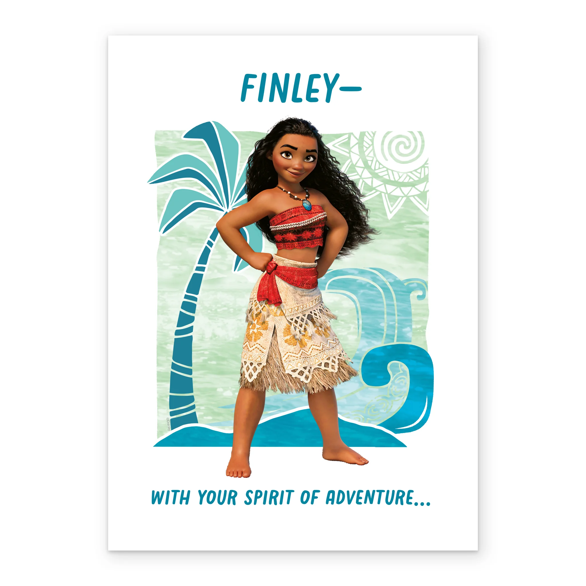 Personalised Editable Disney Moana Oceanic art Kids Birthday Card - Image 2
