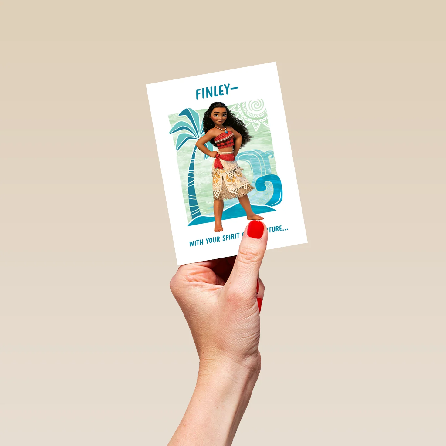 Personalised Editable Disney Moana Oceanic art Kids Birthday Card - Image 4