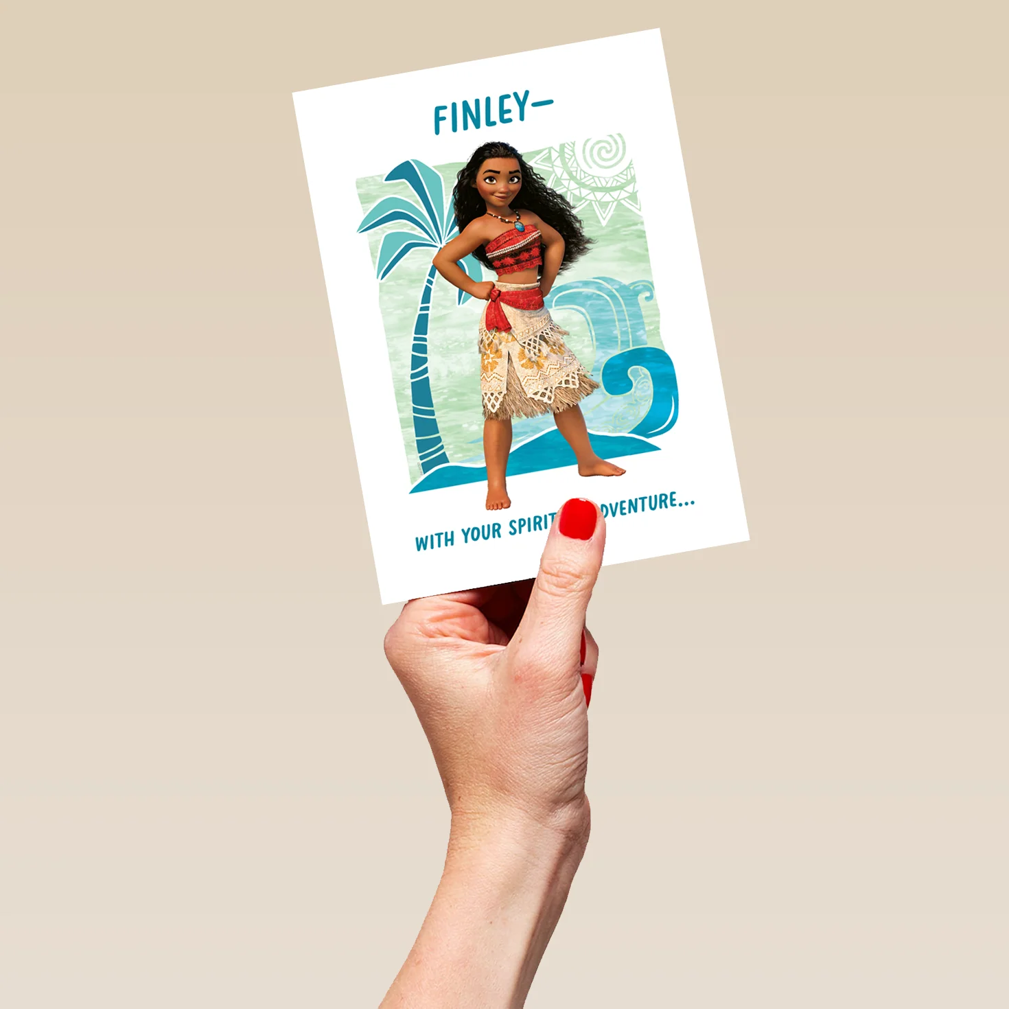 Personalised Editable Disney Moana Oceanic art Kids Birthday Card - Image 5