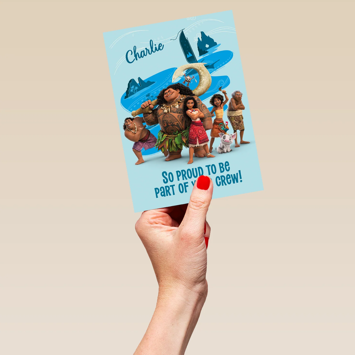 Personalised Editable Disney Moana Proud Crew Birthday Card - Image 5