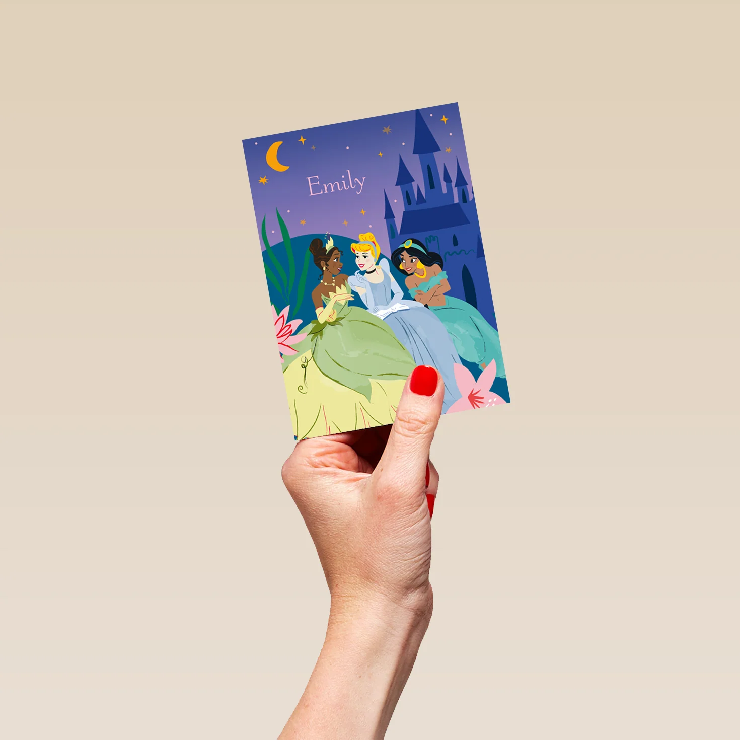 Personalised Editable Disney Princesses & Castle Kids Birthday Card - Image 4