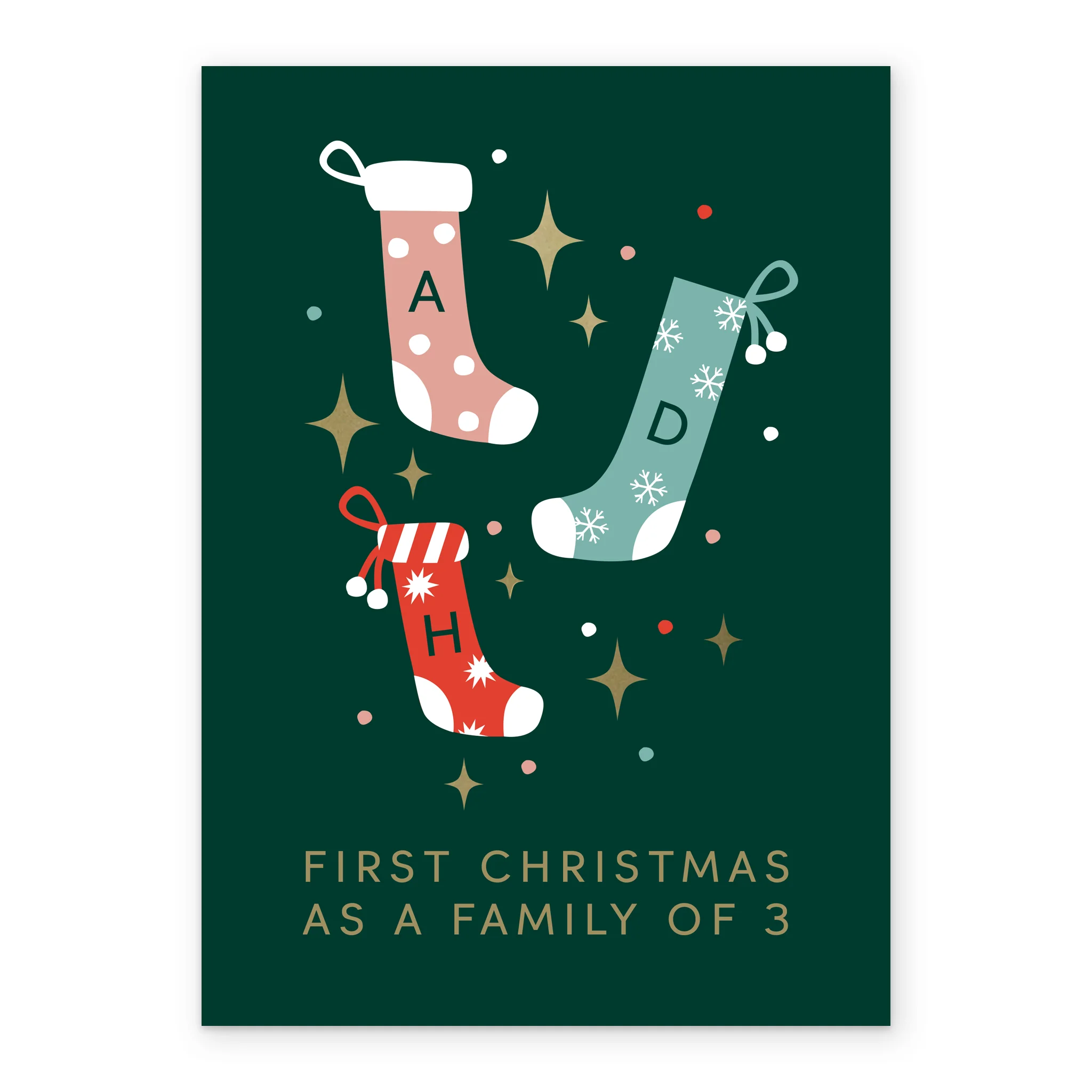 Personalised Editable 'Family of 3' Christmas Card - Image 2
