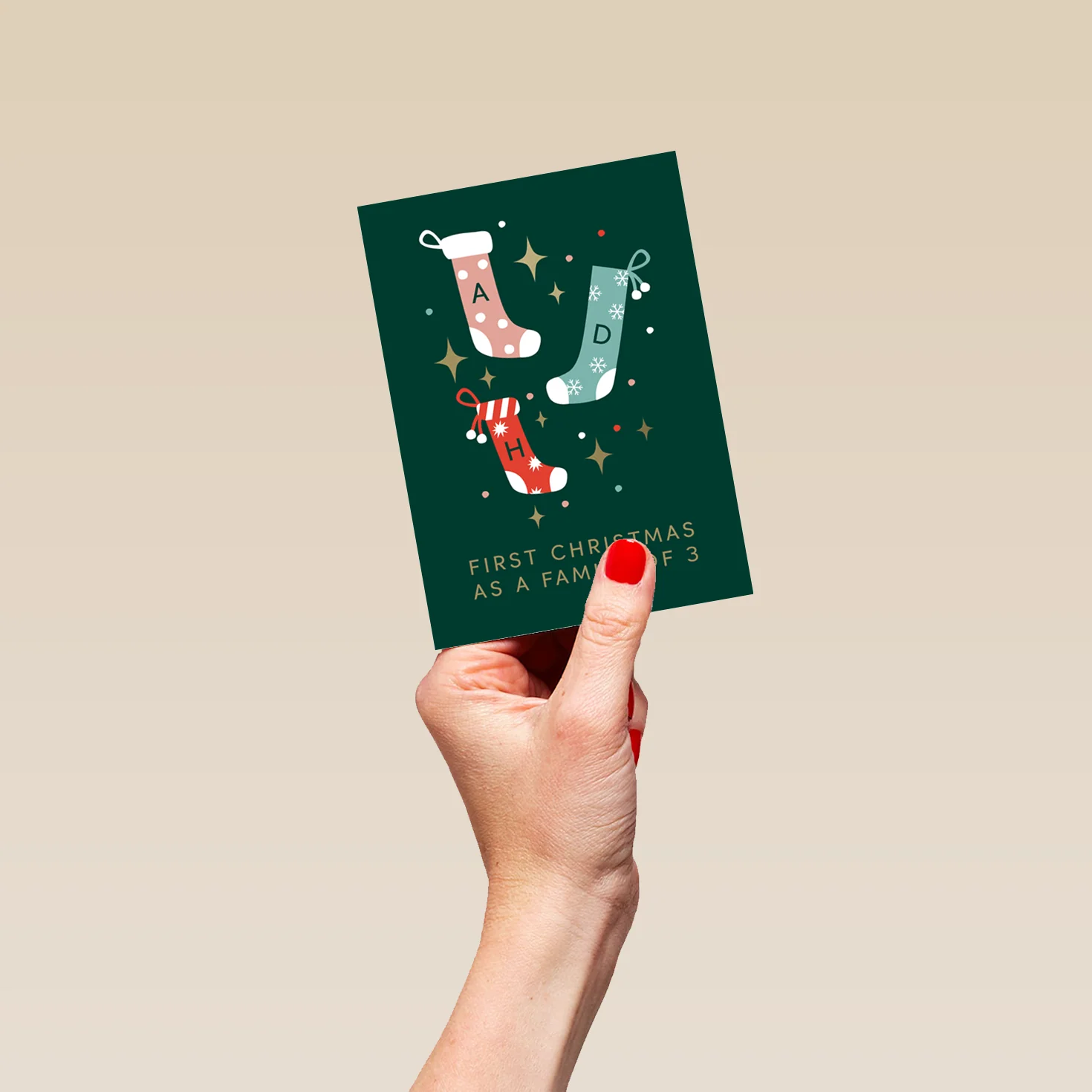 Personalised Editable 'Family of 3' Christmas Card - Image 4