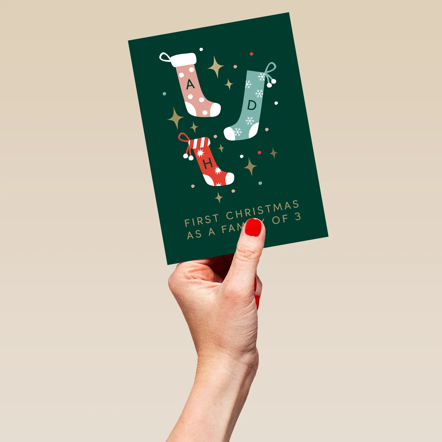 Personalised Editable 'Family of 3' Christmas Card - Image 5