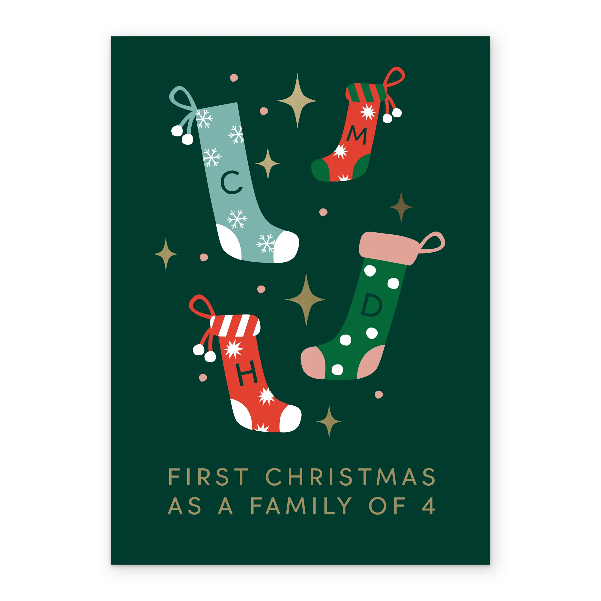 Personalised Editable 'Family of 4' Christmas Card - Image 2