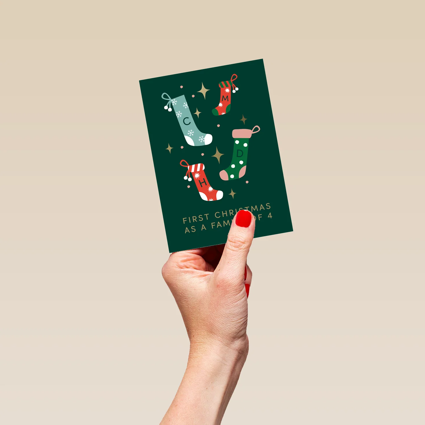 Personalised Editable 'Family of 4' Christmas Card - Image 4