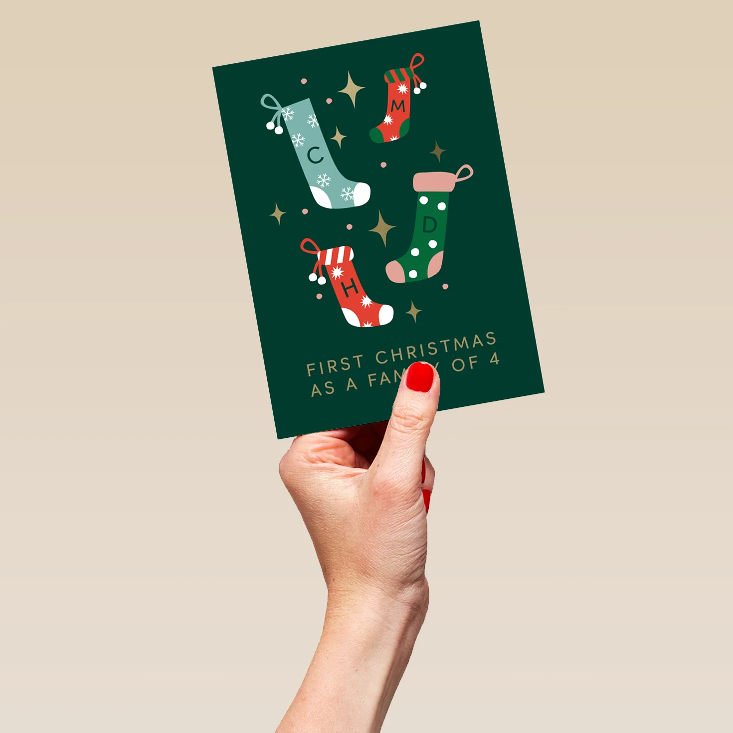 Personalised Editable 'Family of 4' Christmas Card - Image 5